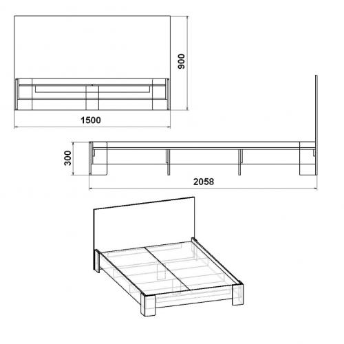 Кровать МДФ 150
