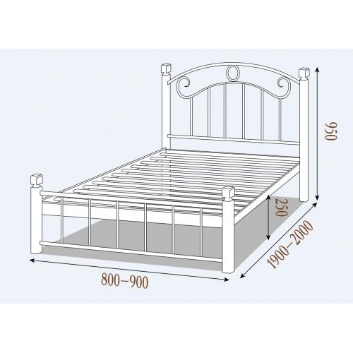 Металлическая кровать Монро 90 (деревянные ноги)