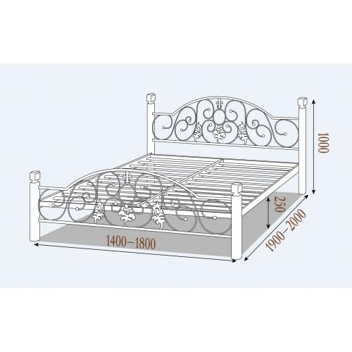 Металлическая кровать Жозефина 160 (деревянные ноги)