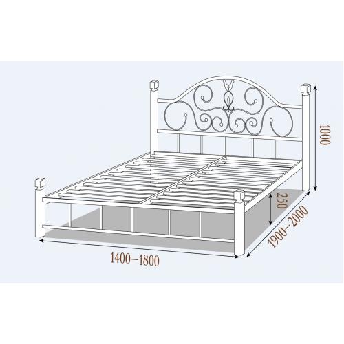Металлическая кровать Анжелика 140 (деревянные ноги)