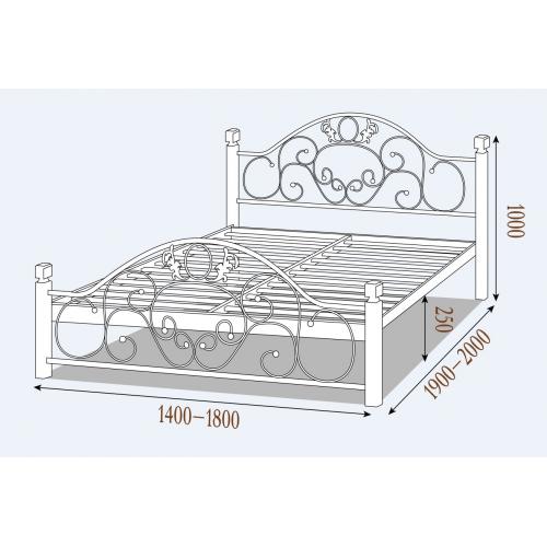 Металлическая кровать Франческа 180 (деревянные ноги)