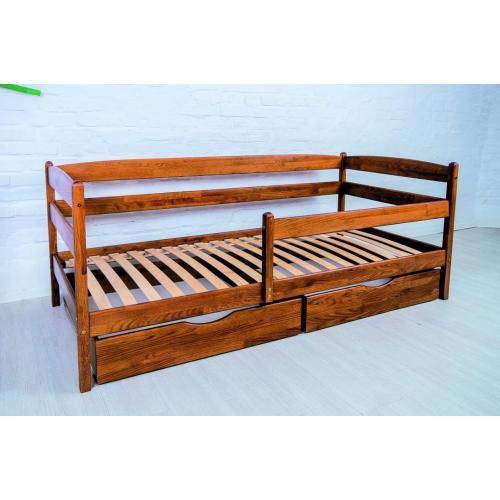 Деревянная кровать Ева с ящиками и угловой планкой Микс Мебель 80 см